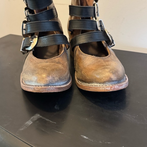 Freebird Distressed Brown Ankle Booties with Buckles - Picture 6 of 10